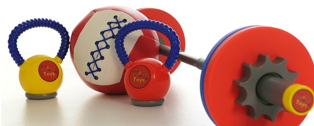 WOD Toys children's barebell, kettlebells and wall ball