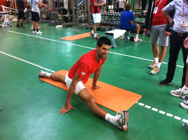 Novak Djokovic Stretching