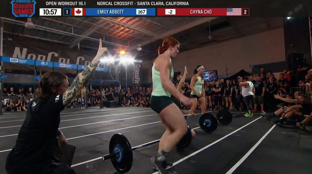 Emily Abbott defeats Chyna Cho in crossfit open 16.1