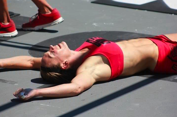 Talayna Fortunato Collapses After Completing Fran (Image courtesy of CrossFit.com)